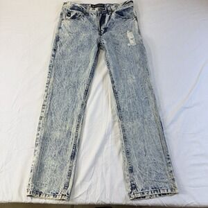 Southpole Mens Jeans 32x32 Straight Leg White Acid Wash Denim Ripped Skate Punk